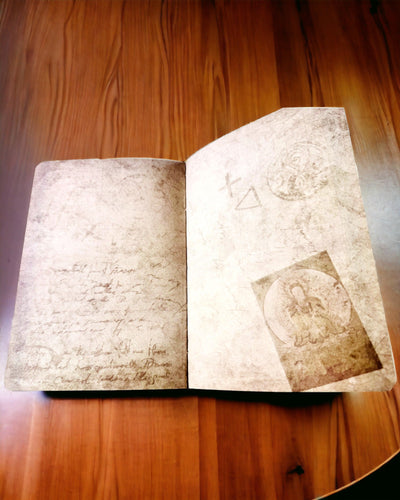 Vintage brun anteckningsbok med dekorativt omslag i retrostil – Utforskarens anteckningsbok – Brun, Vintage