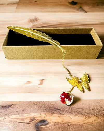 Kreativ Metallbokmärke Retro Vintage Bokmärke - Fjäder och Fjäril i Barockstil