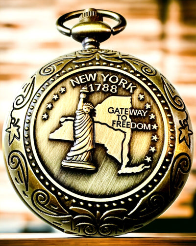 Fickkompass Retro med New York-motiv – Multifunktionell, Elegant Kompass med Bild av Frihetsgudinnan