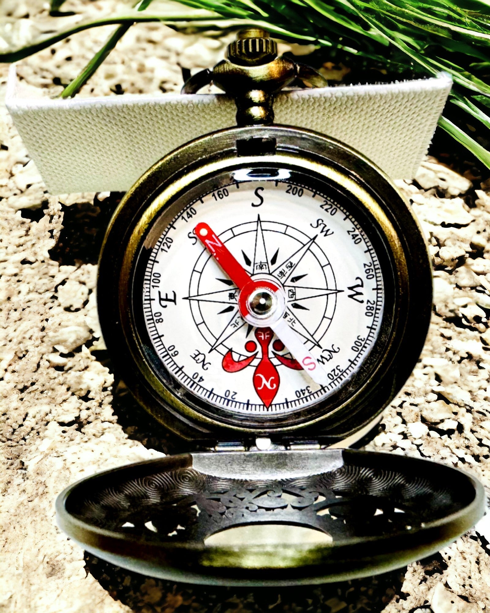 Vintage Navigationskompass med Genombrutet Mönster – brun-guld färg