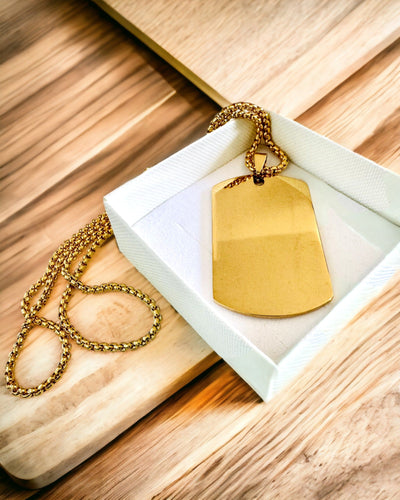 Halsband med Dog Tag "Tre Nyansers Stil" - ID-bricka - Elegant Hängsmycke i Rostfritt Stål med Graveringsalternativ