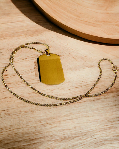 Halsband med Dog Tag "Tre Nyansers Stil" - ID-bricka - Elegant Hängsmycke i Rostfritt Stål med Graveringsalternativ