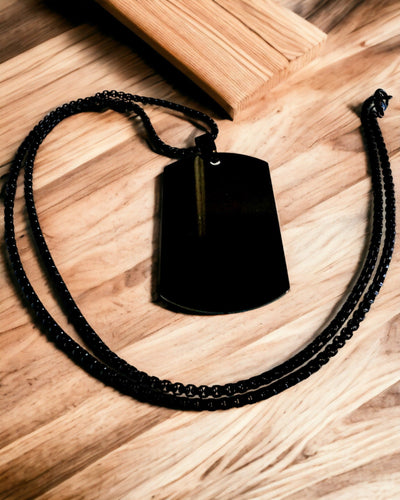 Halsband med Dog Tag "Tre Nyansers Stil" - ID-bricka - Elegant Hängsmycke i Rostfritt Stål med Graveringsalternativ