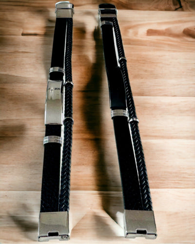 Herrarmband i PU-läder och rostfritt stål med möjlighet till gravyr – Finns i två färgvarianter