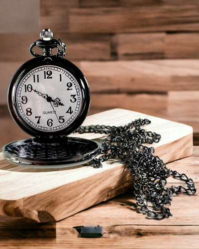 Svart fickur "Klasyczny Elegans" med möjlighet till gravyr