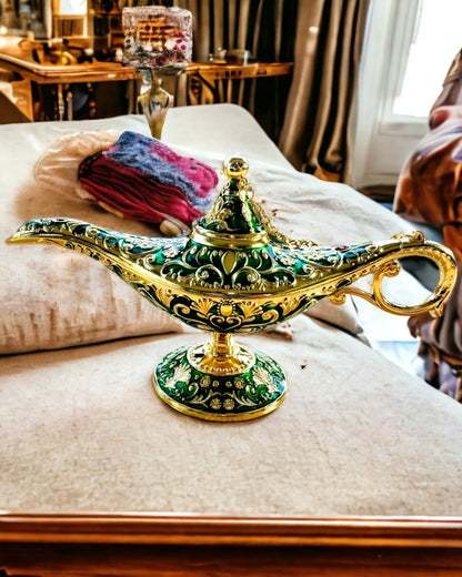 Magisk Lampa av Aladdin med Graveringsalternativ - Variant Mörkgrön, genomvävd med guld
