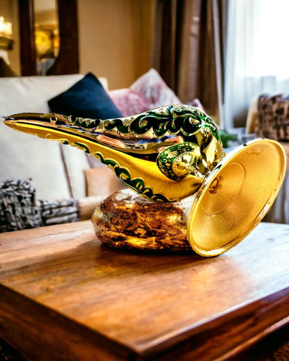 Magisk Lampa av Aladdin med Graveringsalternativ - Variant Mörkgrön, genomvävd med guld