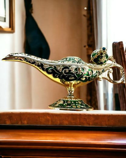 Magisk Lampa av Aladdin med Graveringsalternativ - Variant Mörkgrön, genomvävd med guld