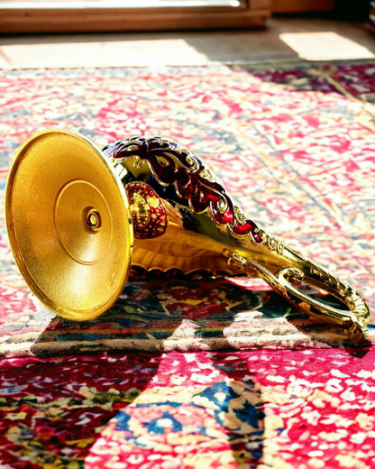 Magisk Aladdins Lampa med Graveringsalternativ - Vinröd Variant, med Guldinslag