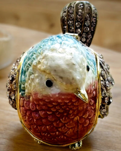 Färgglad Sparv med Gravyr - Förtjusande Smyckeskrin