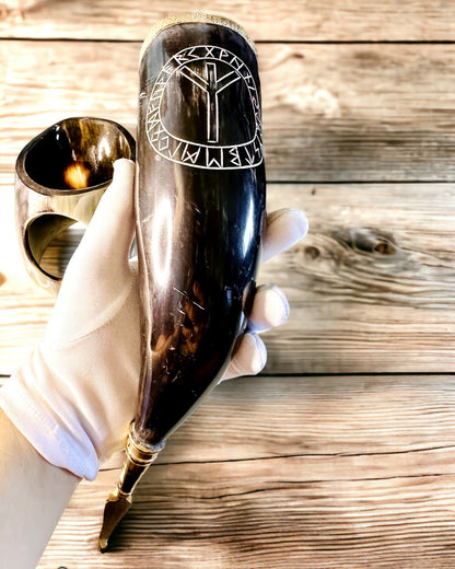 Hornmugg "Viking Valor" - Handgraverad, Premiumkvalitet - 4 varianter att välja mellan