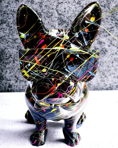 Kolorowy Psiak Artystyczny - Handmålad Fransk Bulldog, personalisering med gravyr, perfekt som present