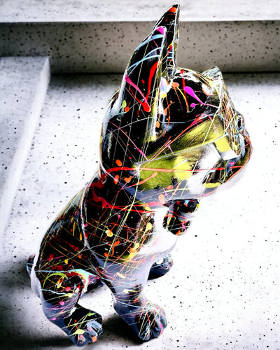 Kolorowy Psiak Artystyczny - Handmålad Fransk Bulldog, personalisering med gravyr, perfekt som present