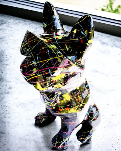 Kolorowy Psiak Artystyczny - Handmålad Fransk Bulldog, personalisering med gravyr, perfekt som present