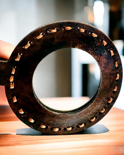 Indisk förstoringsglas Artefakt, läder, handgjord - möjlighet till personlig gravyr