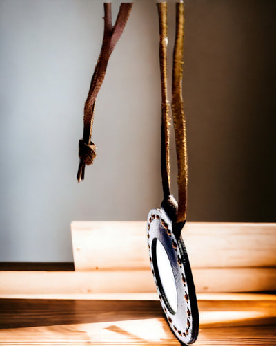 Indisk förstoringsglas Artefakt, läder, handgjord - möjlighet till personlig gravyr