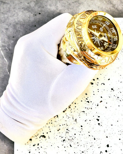 Kompasso Black - Promenadkäpp - Handgjord Träsnidad - Exklusiv Utgåva med Graveringsmöjlighet