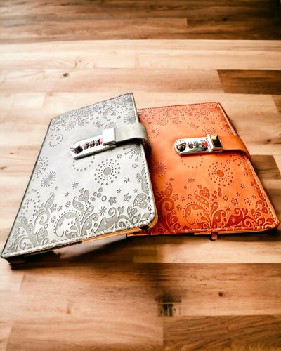 Exklusiv Anteckningsbok, PU-läder, A5 med Kodlås - "Secret Journal", personalisering med gravyr