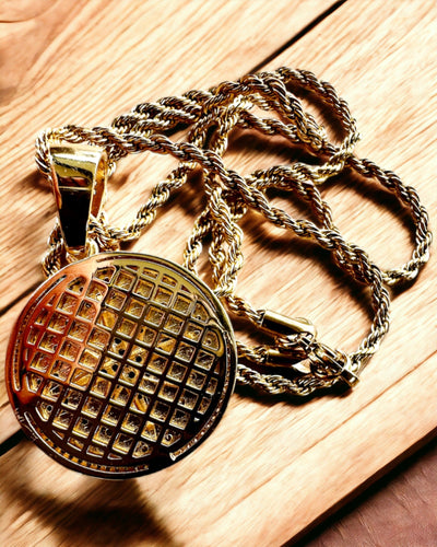 Halsband med Kompasshänge i Glamourstil med Cubic Zirconia för Kvinnor och Män - guld färg, gravyr