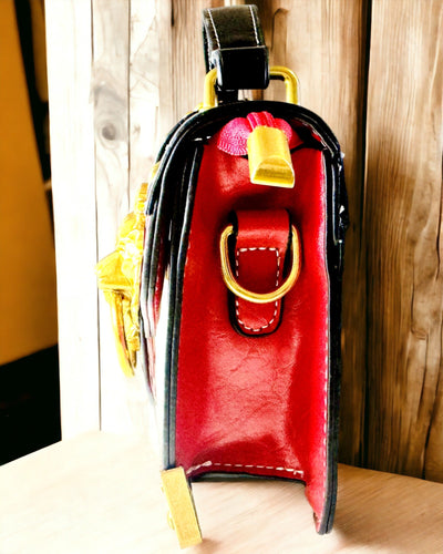 "Królewski Ryk" Kvadratisk Axelväska med Lejonhuvud