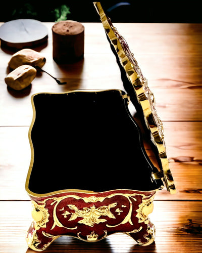 Skrin, Smyckesorganisatör i Vintage-stil – Metallskattkista med Dekorativa Element