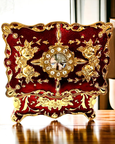 Skrin, Smyckesorganisatör i Vintage-stil – Metallskattkista med Dekorativa Element