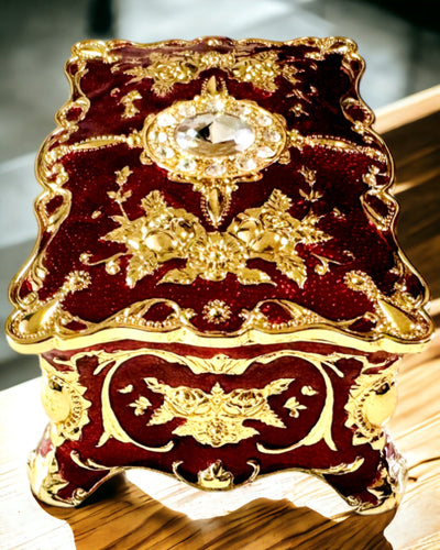 Skrin, Smyckesorganisatör i Vintage-stil – Metallskattkista med Dekorativa Element