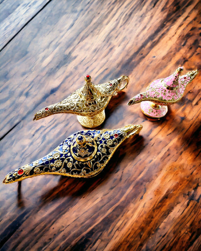 Magisk Lampa av Aladdin med Graveringsalternativ - Rosa Variant, flätad med guld