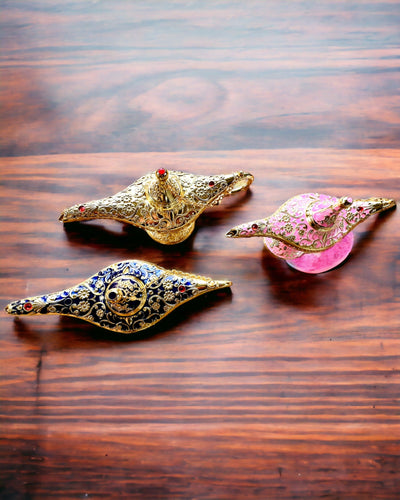 Magisk Lampa av Aladdin med Graveringsalternativ - Rosa Variant, flätad med guld