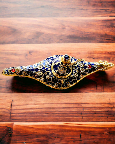 Magisk Aladdins Lampa med Graveringsalternativ - Mörkblå Variant, med Guldinslag