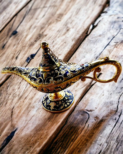 Magisk Aladdins Lampa med Graveringsalternativ - Mörkblå Variant, med Guldinslag