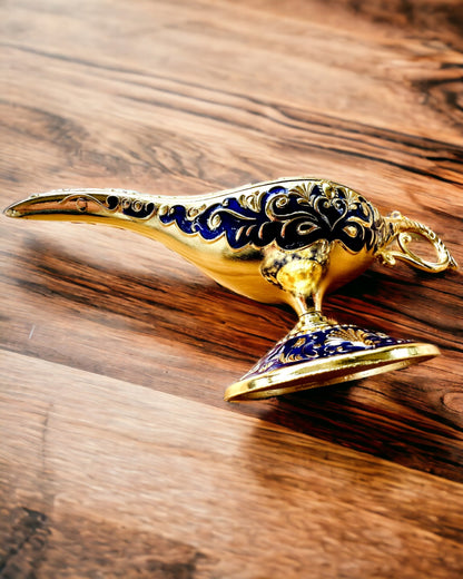 Magisk Aladdins Lampa med Graveringsalternativ - Mörkblå Variant, med Guldinslag