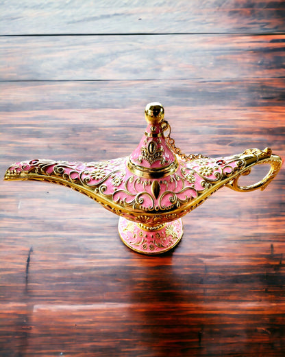 Magisk Lampa av Aladdin med Graveringsalternativ - Rosa Variant, flätad med guld