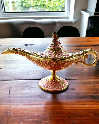 Magisk Lampa av Aladdin med Graveringsalternativ - Rosa Variant, flätad med guld