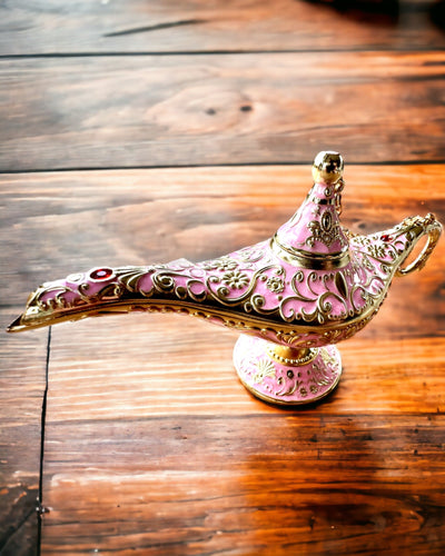 Magisk Lampa av Aladdin med Graveringsalternativ - Rosa Variant, flätad med guld