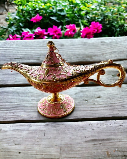 Magisk Lampa av Aladdin med Graveringsalternativ - Rosa Variant, flätad med guld
