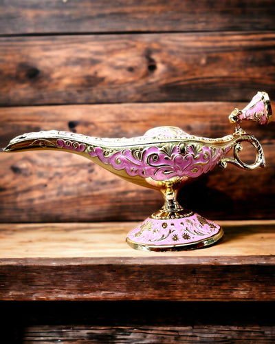 Magisk Lampa av Aladdin med Graveringsalternativ - Rosa Variant, flätad med guld