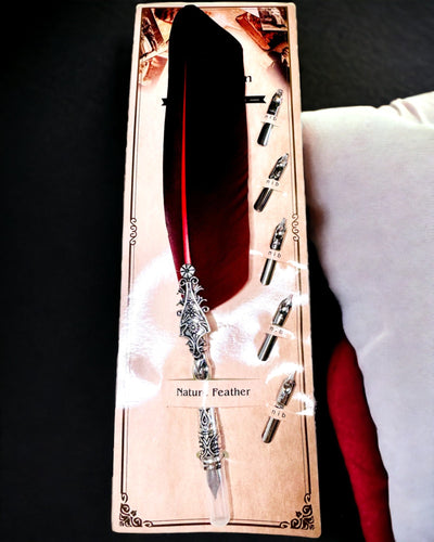 Vintage kalligrafipenna med naturlig gåsfjäder – Perfekt present till Mors dag eller Lärare. Gravyr