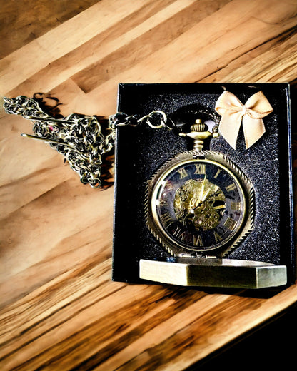 Klassisk Åttakantig Brun Fickur Mekanisk i Steampunk-stil - Tidlös