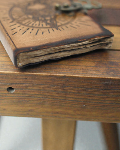 Noctis Sigil – Läderbunden anteckningsbok med pentagram och dödskalle