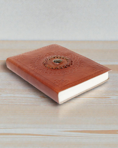 Läderanteckningsbok Tigeröga 17x12 cm