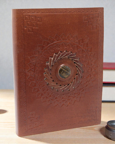 Läderanteckningsbok Tigeröga 17x12 cm