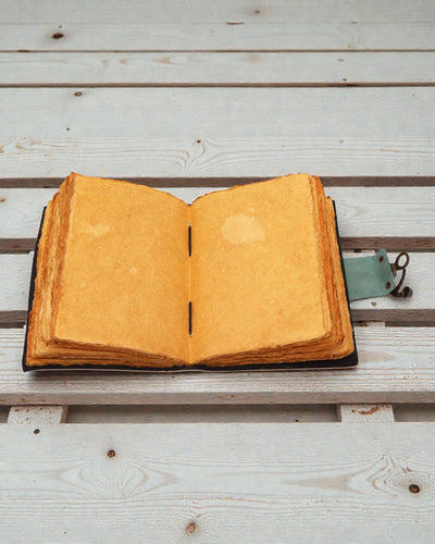 Anteckningsbok i läder: Buddha och 7 chakror – medvetenhetsdagbok 13 × 18 cm