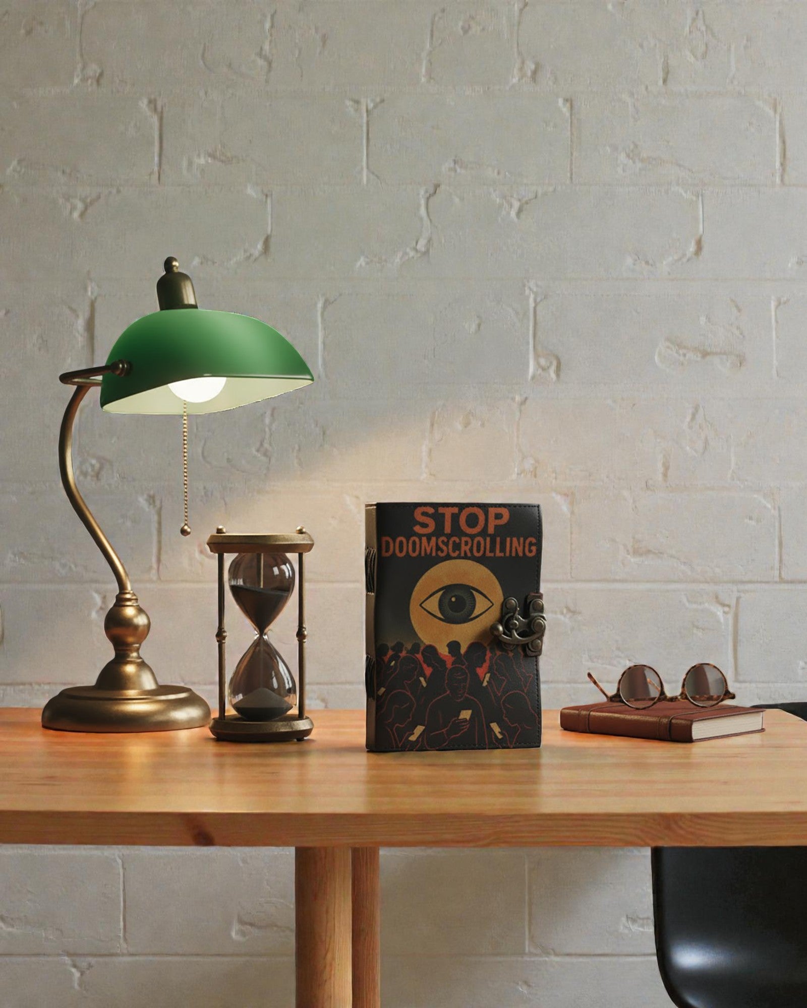 Tryckt anteckningsbok i läder – Sluta domedagsskrolla - 17.8x12.7 cm