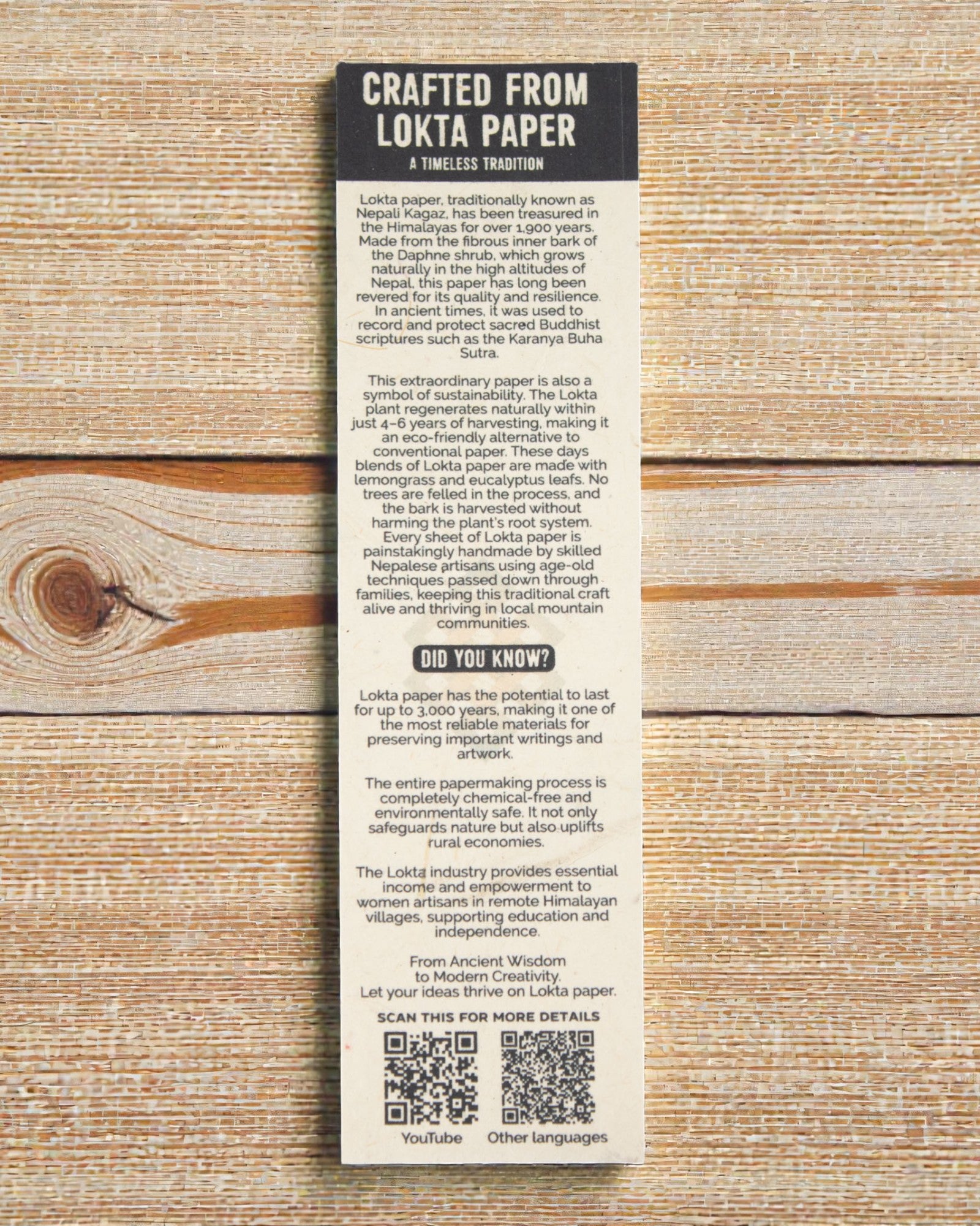 Lokta färgviskande bomull – handgjord anteckningsbok 15 × 12 cm, 45 blad, flerfärgad bomull