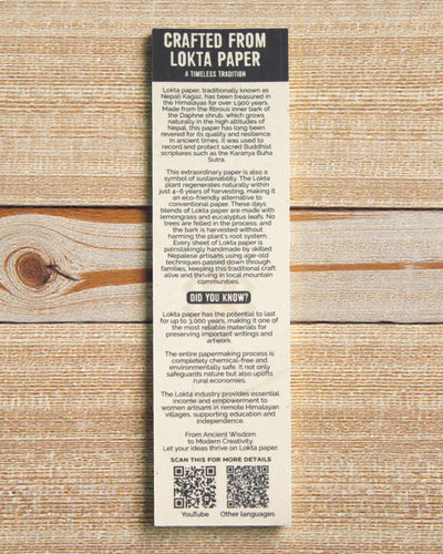 Lokta färgviskande bomull – handgjord anteckningsbok 15 × 12 cm, 45 blad, flerfärgad bomull