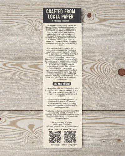 Lokta lappverksanteckningsbok – Stor (21x15cm) – 45 blad – Inkluderar bokmärke – Flerfärgad