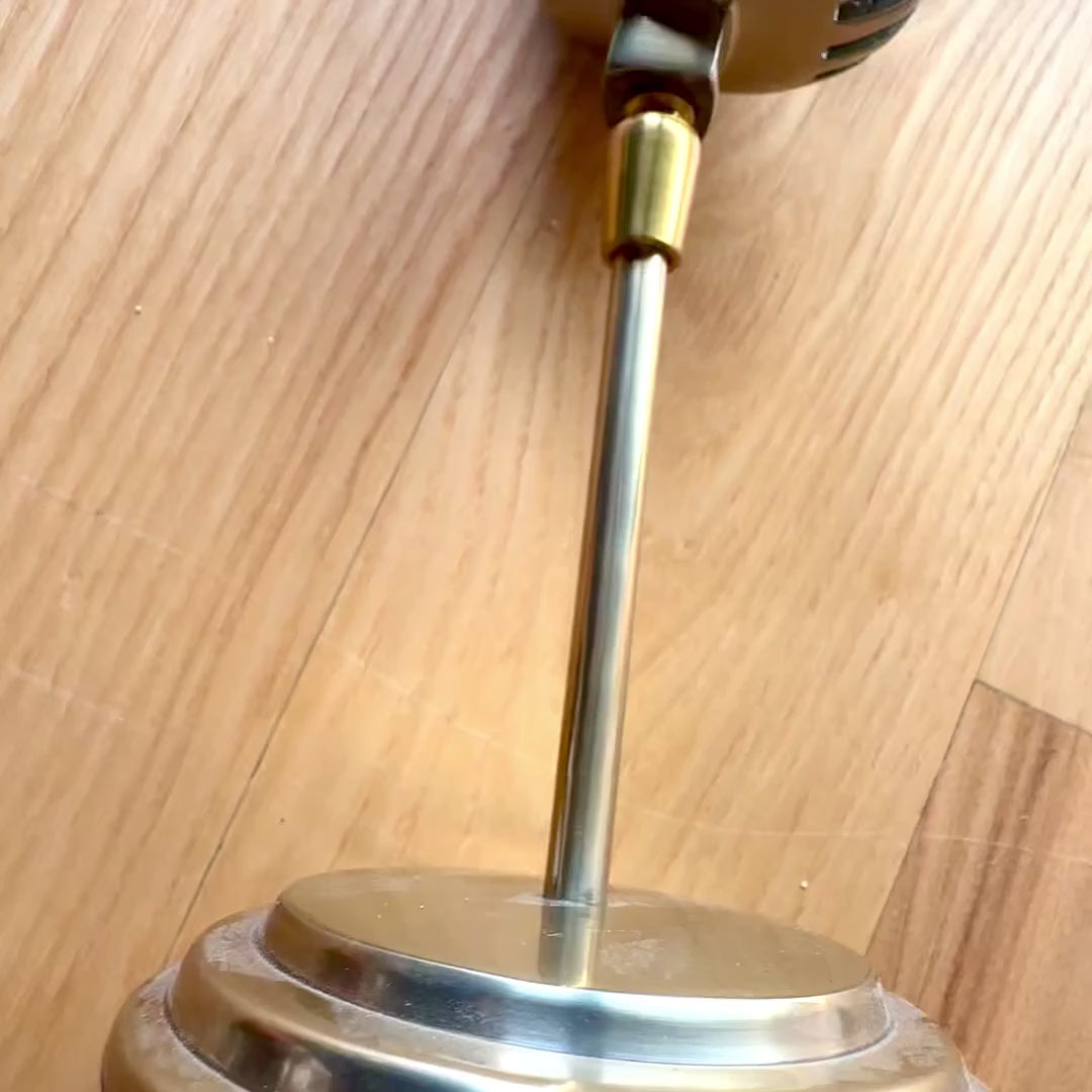 Statuett av retro mikrofon med möjlighet till personlig gravyr, guldfärgad, 25 cm