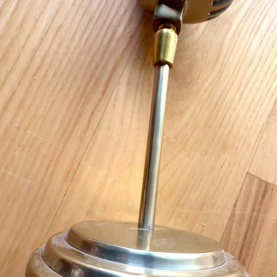 Statuett av retro mikrofon med möjlighet till personlig gravyr, guldfärgad, 25 cm