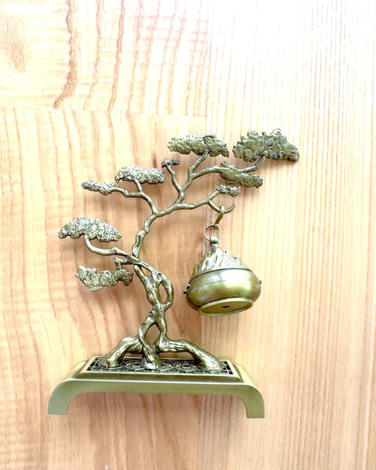 Elegant metallhållare för bonsai-rökelse - möjlighet till personlig gravyr som present
